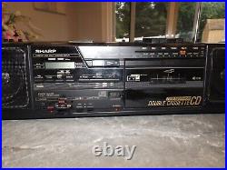 Vintage Sharp WQ-CD30 Twin Mechanism Double Cassette CD Player Boom Box EXC