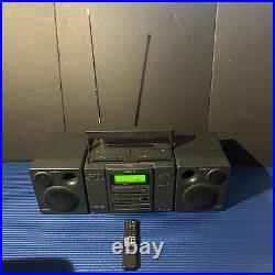 Vintage Sony Boombox CFD-757 Mega Bass Speaker CD/Cassette/radio With Remote