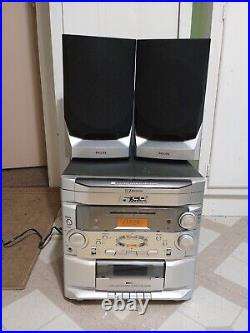 Vintage Stereo Boom-Box RADIO Cassette EMERSON MS-9700 Headphone 6 CD Changer