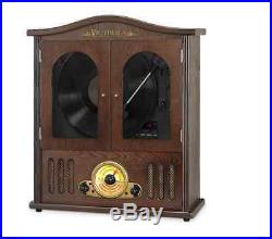Wall Mounted Record Player. Wooden Turntable, Bluetooth CD Aux 3 Speed Boombox